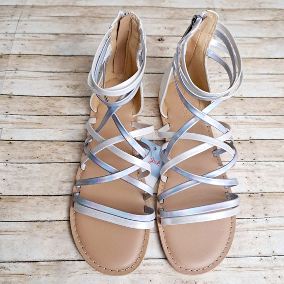 Cat & Jack Girl's White Dion Strappy Back Zipper Gladiator Sandals Sz 4 - Picture 4 of 11